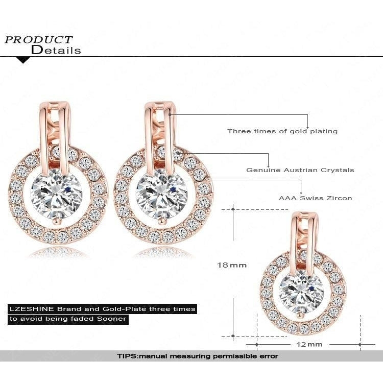 Beagloer Classic Jewelry Set Rose Gold Color Austrian Crystal Necklace Pendant/Earring Set For Women ST0017-A-2  Size Image 3