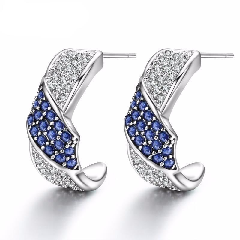 Blue Sapphire Huggie Hoop Earrings Image 1