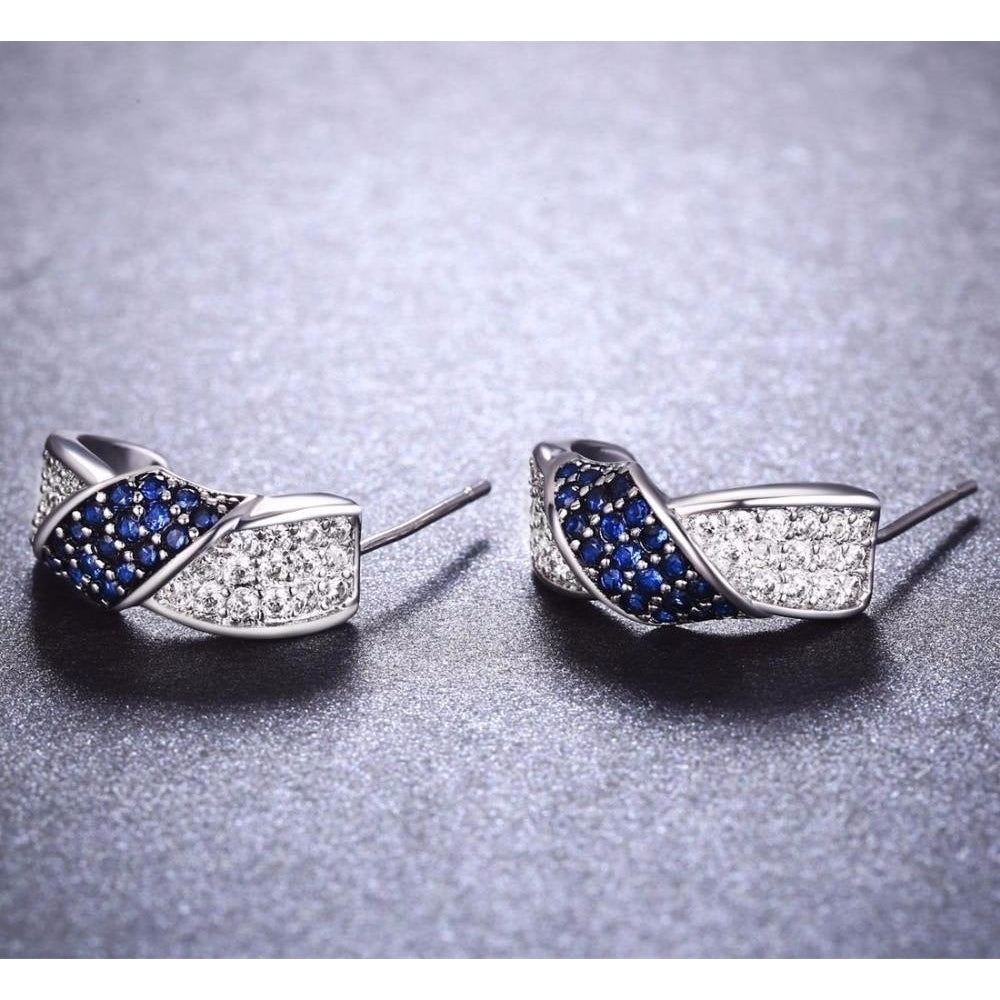 Blue Sapphire Huggie Hoop Earrings Image 2