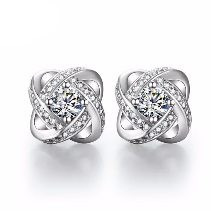 Brilliant Cut Silver Crystal Flower Stud Earrings Image 1