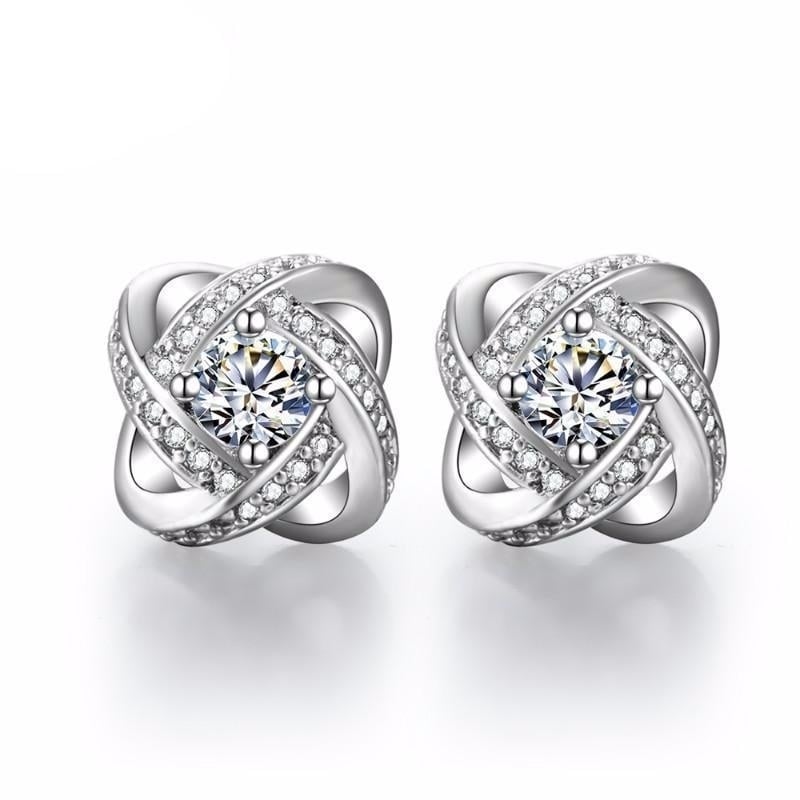 Brilliant Cut Silver Crystal Flower Stud Earrings Image 1