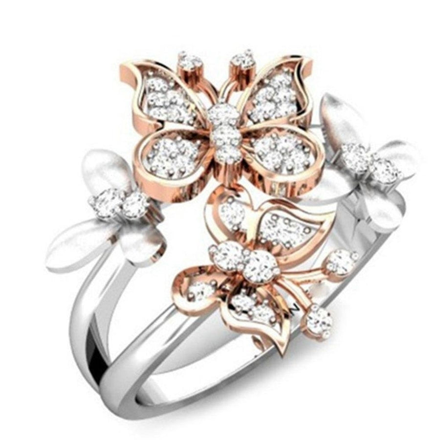 Cute Butterflies White Gold Plated Opening Ring Image 1