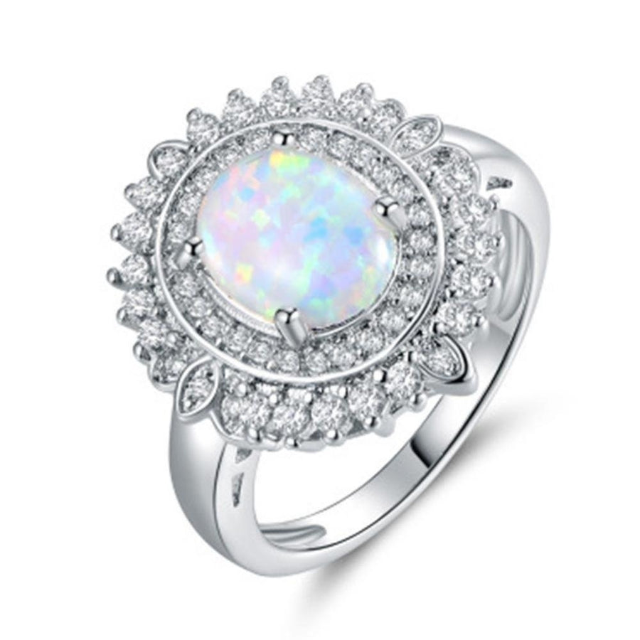 Fashion Women White Fire Opal Rings Jewelry Promise Engagement Rings For Women Image 1