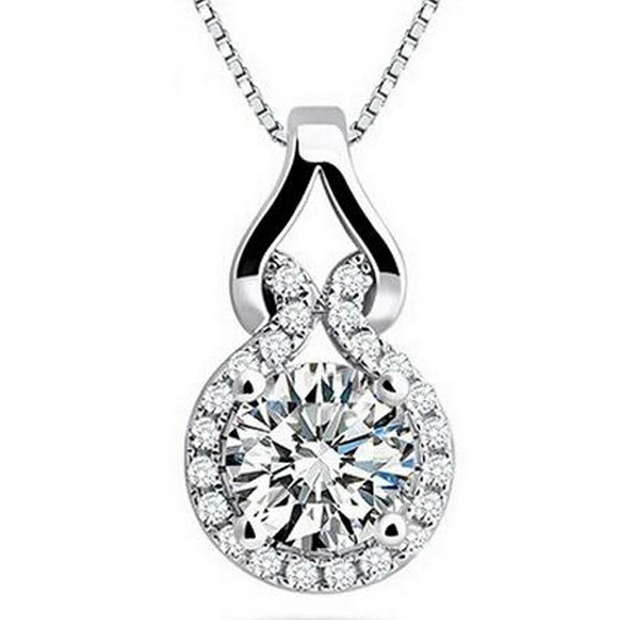 Hearts and Arrows cut Top Quality Swiss CZ Round Pendant Necklace 8 words endless love zircon necklace Image 1