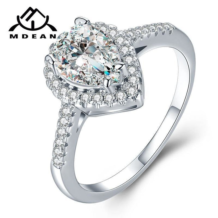 White Gold Color Rings for Women Engagement Wedding Drop water clear AAA Zircon Jewelry Bague Bijoux Size 6 7 8 9 H536 Image 4