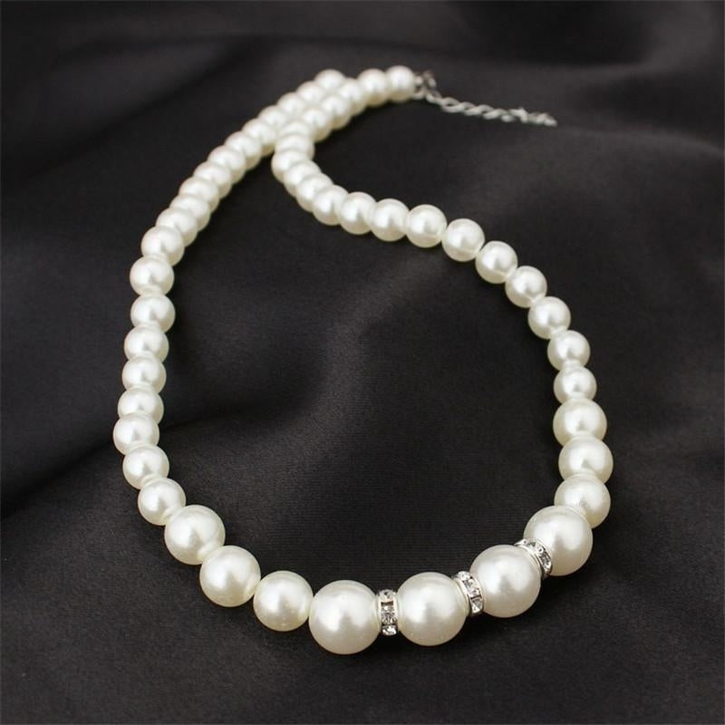 Freshwater Simulated Pearl Jewelry Set Necklace / Earrings / Bracelet Image 6