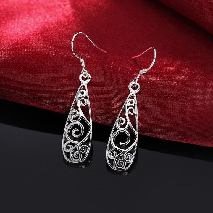 Women Fashion Jewelry 925 Sterling Silver Plated Small Dangle Drop Earrings Image 2