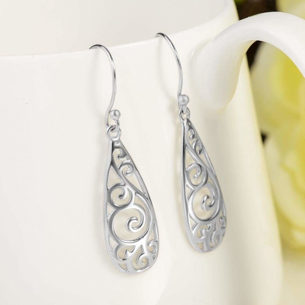 Women Fashion Jewelry 925 Sterling Silver Plated Small Dangle Drop Earrings Image 3