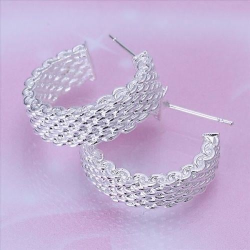 Women Fashion Jewelry 925 Sterling Silver Plated Small Stud Hoop Earrings Image 4