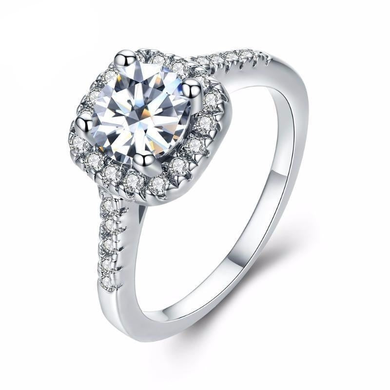 Romantic Cushion Cut White Gold Plated CZ Ring Image 1