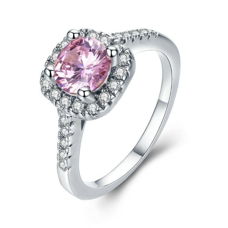 Romantic Cushion Cut White Gold Plated CZ Ring Image 1