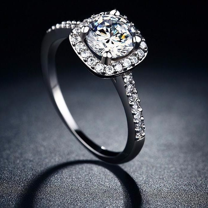 Romantic Cushion Cut White Gold Plated CZ Ring Image 4