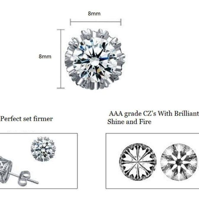 Royal Crown Sterling Silver Round-Cut 1.5 Cts AAA Cubic Zirconia Stud Earrings Image 4