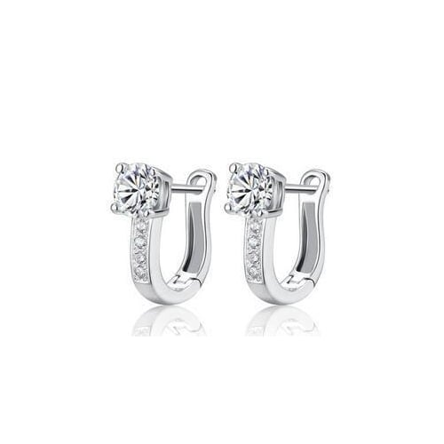 White Gold Plating Hoop Cubic Zirconia Earrings Image 3