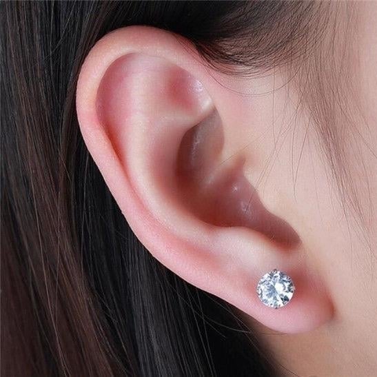 Solid Real 925 Sterling Silver Crystal CZ Stud Post Earrings Small Image 4