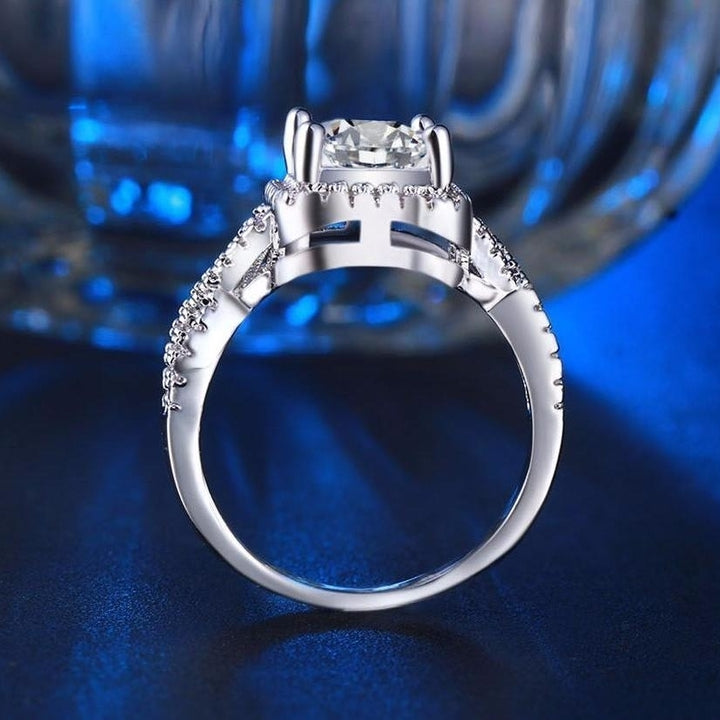 White Gold Plated Baguette CZ Crystal Wedding Ring Image 4