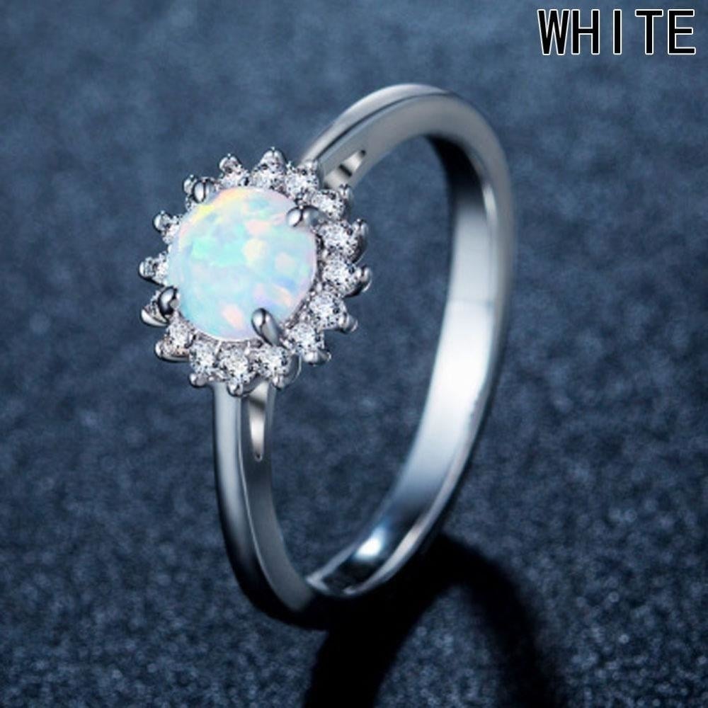 White Opal CZ Women Claw Inay Fashion Jewelry Opal Ring Size 5 6 7 8 9 10 Image 4