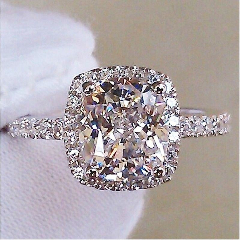 Women Diamonique Platinum plated Filled Wedding Luxury Engagement Ring Image 1