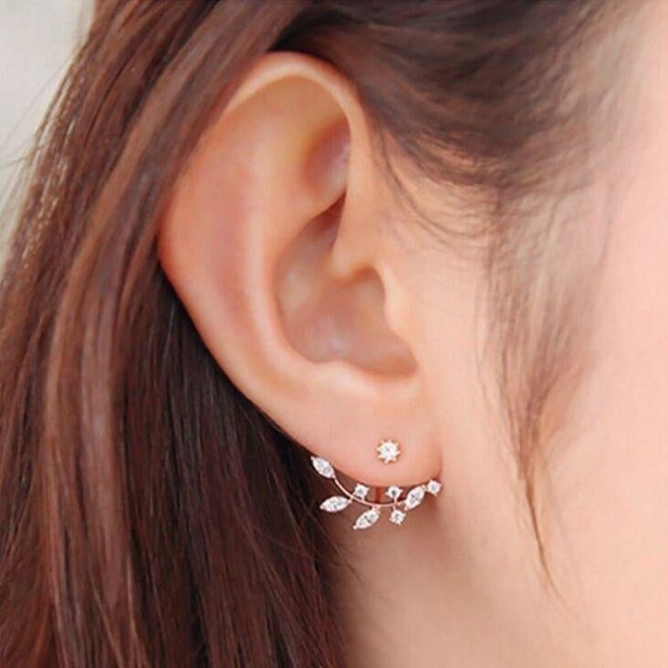 Womens Crystal Flower Stud earrings Image 2