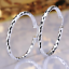 Womens 925 Sterling Silver Diamond-Cut Round Vogue Hoop Earrings Image 2