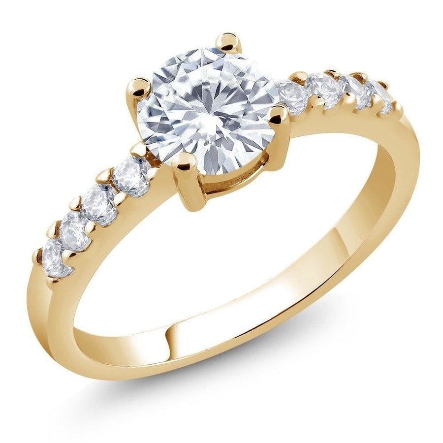 Yellow Gold Plated with White Cubic Zirconia Round Shaped Ring Image 1