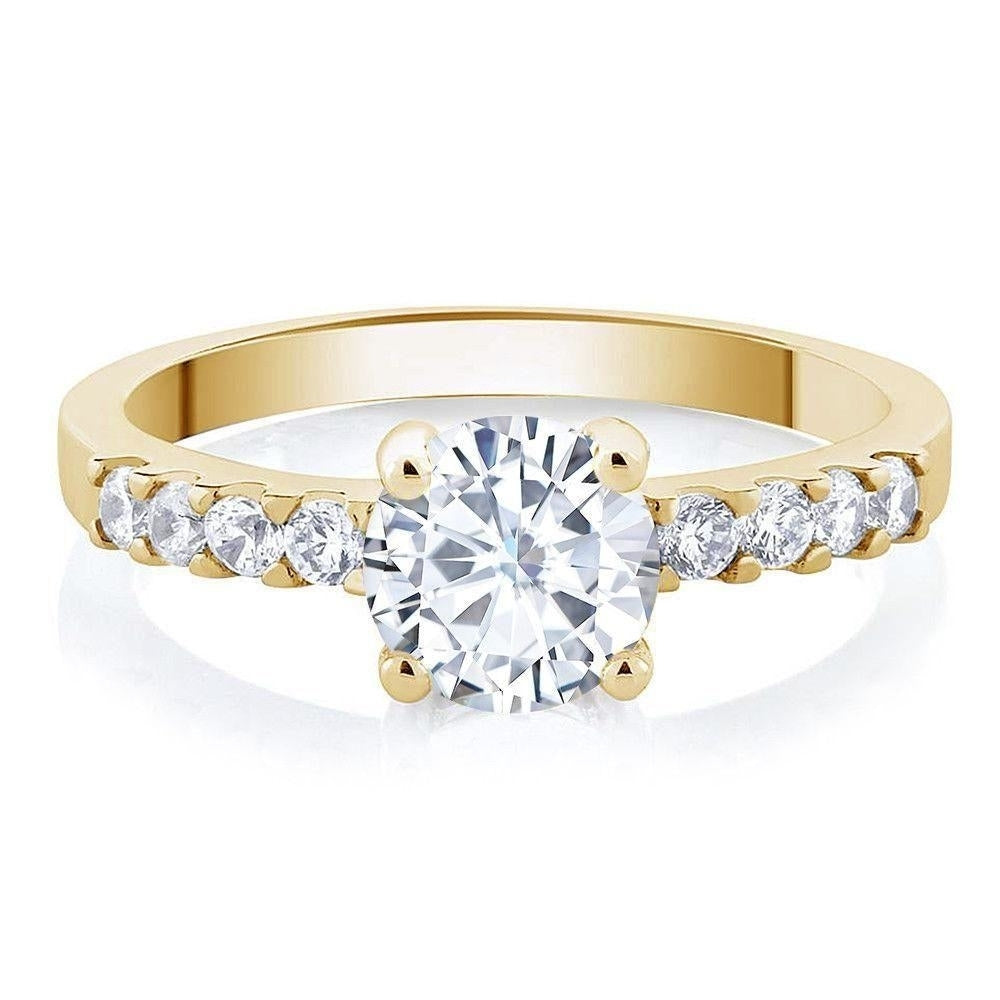 Yellow Gold Plated with White Cubic Zirconia Round Shaped Ring Image 2