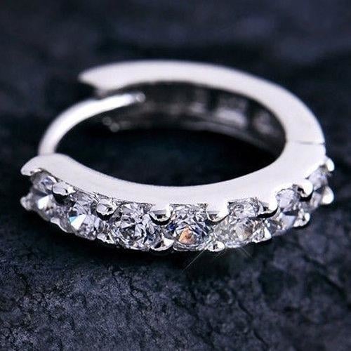 Charming Jewelry White Topaz Gemstones Crystal Silver Plated Hoop Earrings Image 4