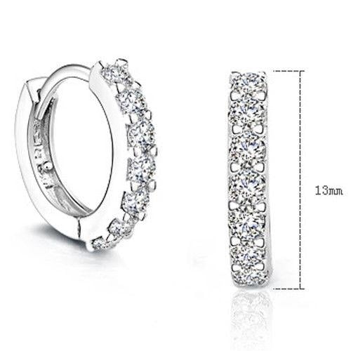 Charming Jewelry White Topaz Gemstones Crystal Silver Plated Hoop Earrings Image 6