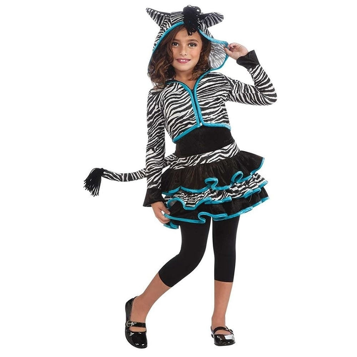 Drama Queens Zebra Print Hoodie size S 4/6 Girls Costume Dress Outfit Rubie's Image 1