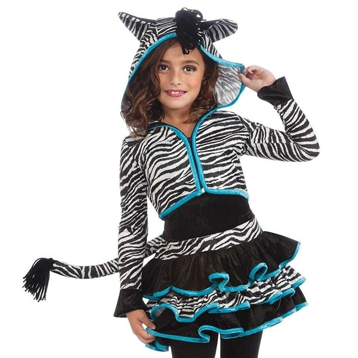 Drama Queens Zebra Print Hoodie size S 4/6 Girls Costume Dress Outfit Rubie's Image 2