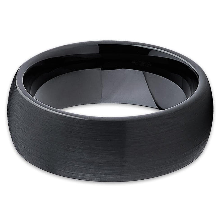 Black Tungsten Ring Shiny Polish Ring 8mm Black Tungsten Band Dome Ring Image 2