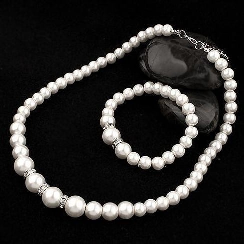 Classic Imitation Pearl Silver Plated Elegant Pearl Jewelry Set Image 4