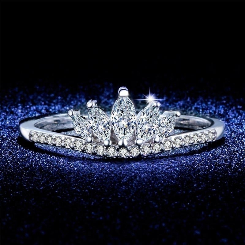 Classic White Gold Plated Crystal Ring Image 1