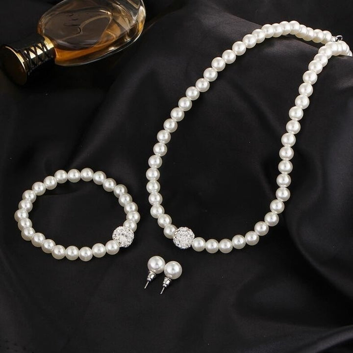 Cultured Freshwater Pearl Simulated Jewelry Set Image 2