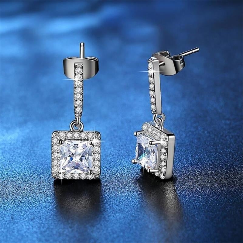 Fashionable zircon square Stud Earrings Image 2