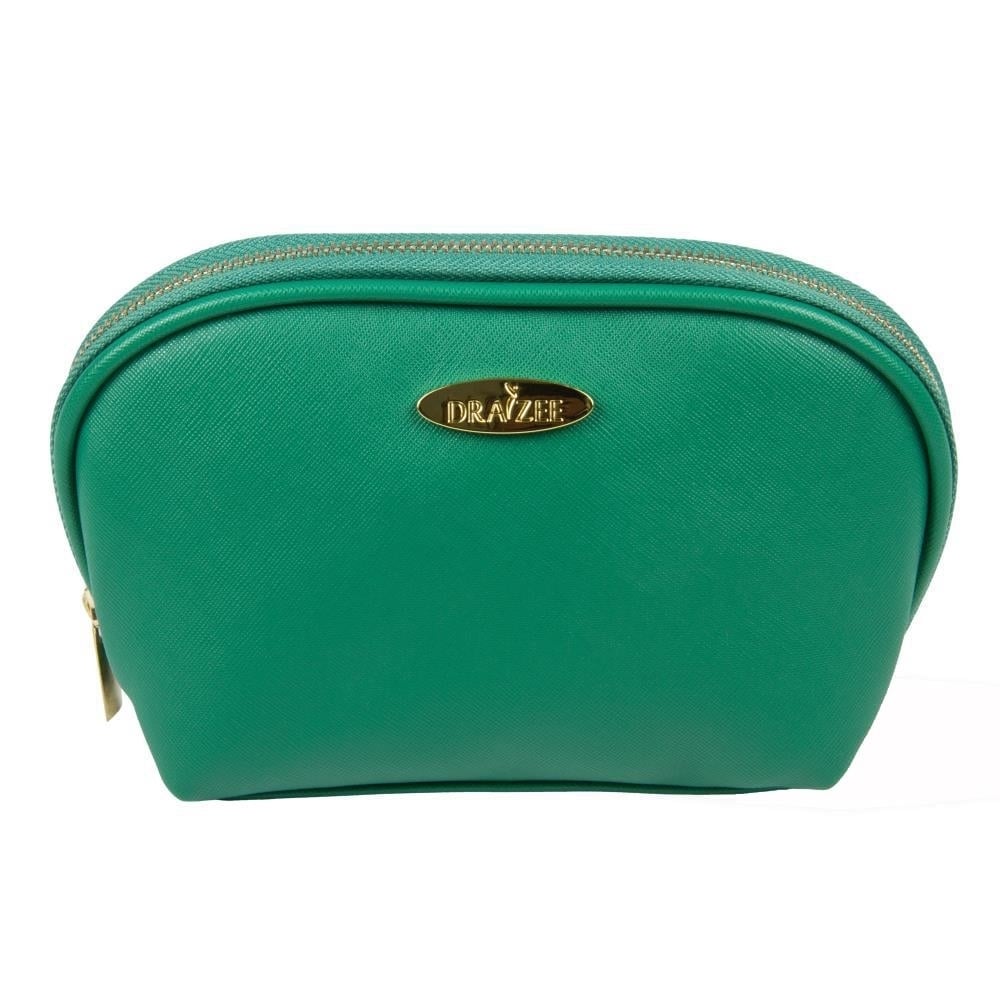 Draizee Cosmetic Bag Sea Green PU Leather 8.5x3x5 Travel Organizer Zipper Top Image 1