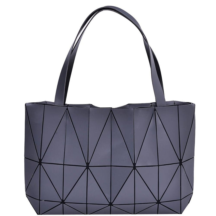 Grey Diamond Lattice Tote Handbag for Women Adjustable PU Shoulder Bag 17x10.5 Image 1