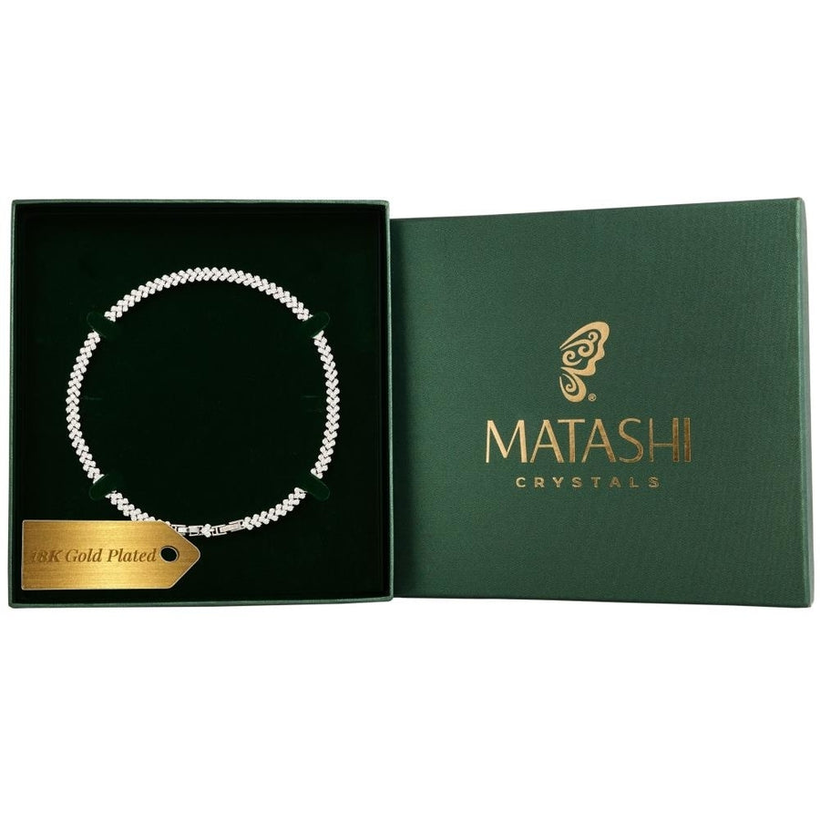 16" Rhodium Plated Necklace with Crystal Link Rope Chain Design and fine Crystals by Matashi Image 1