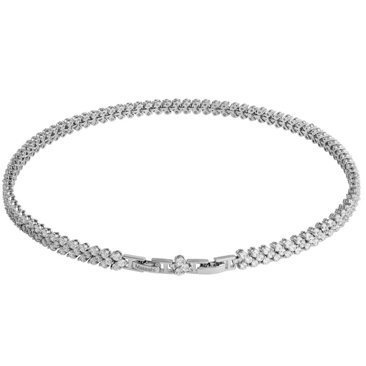 16" Rhodium Plated Necklace with Crystal Link Rope Chain Design and fine Crystals by Matashi Image 3