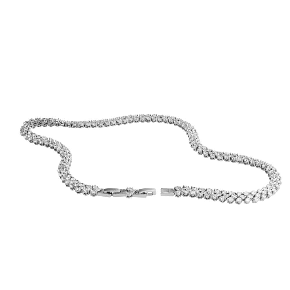 16" Rhodium Plated Necklace with Crystal Link Rope Chain Design and fine Crystals by Matashi Image 4