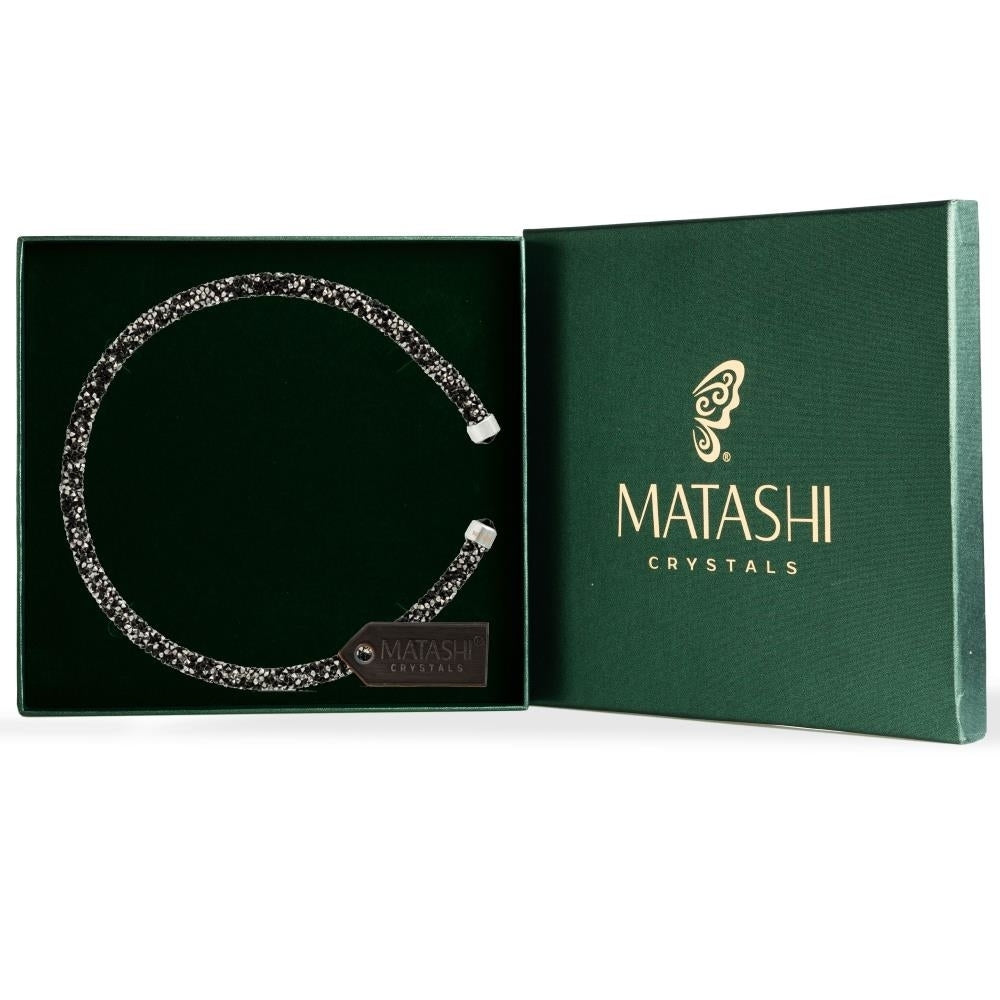 Ore Black Glittery Luxurious Crystal Bangle Bracelet By Matashi Image 1