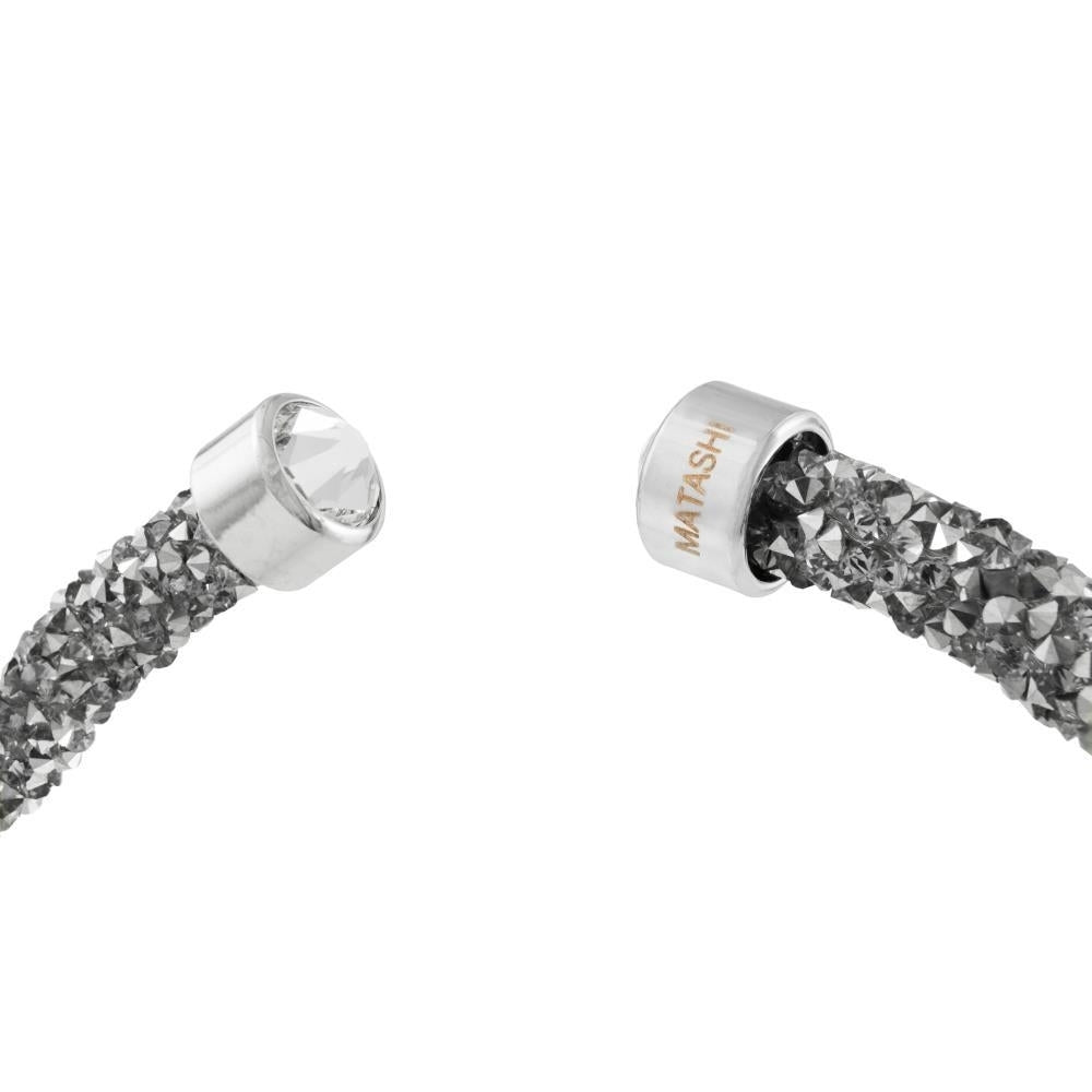 Silver Glittery Luxurious Crystal Bangle Bracelet By Matashi Image 3