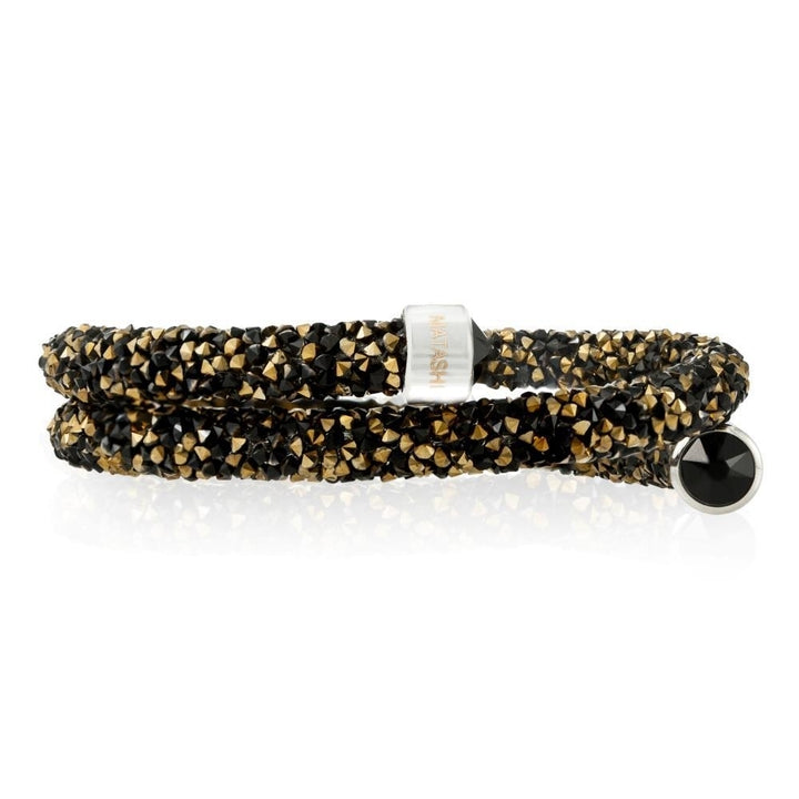 Krysta Black and Gold Wrap Around Luxurious Crystal Bracelet By Matashi Image 4