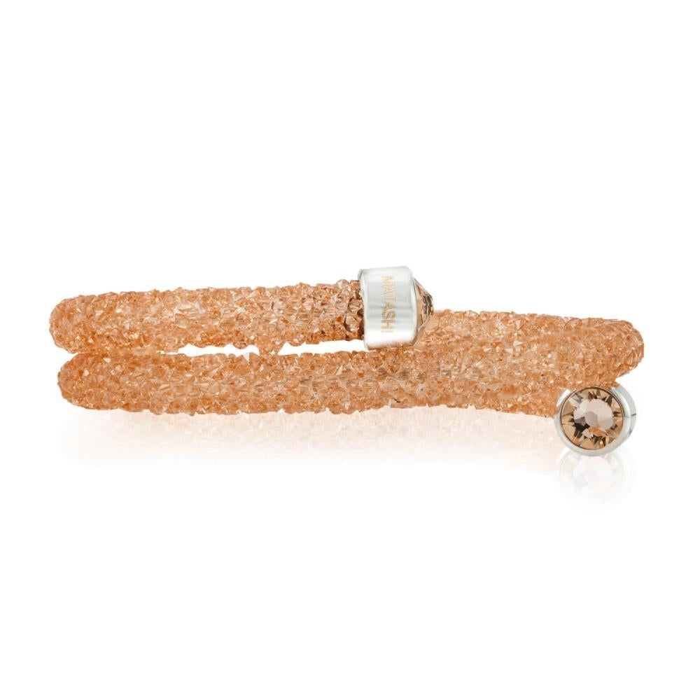 Peach Glittery Wrap Around Luxurious Crystal Bracelet By Matashi Image 4