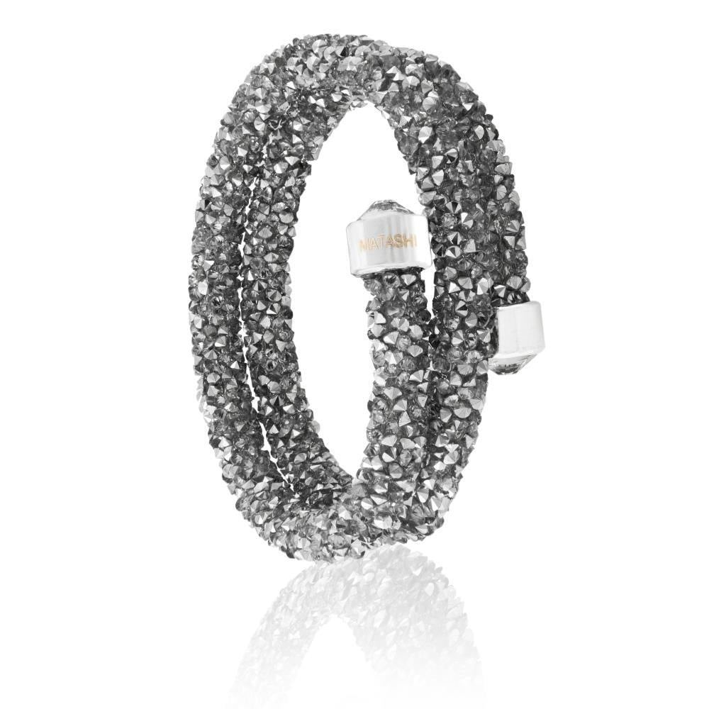 Silver Krysta Wrap Around Luxurious Crystal Bracelet By Matashi Image 4