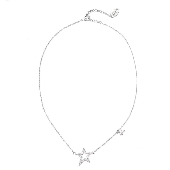 Rhodium Plated CZ Star Chain Necklace for Women - Chic CZ Pendant for Women with Adjustable Chain Image 3