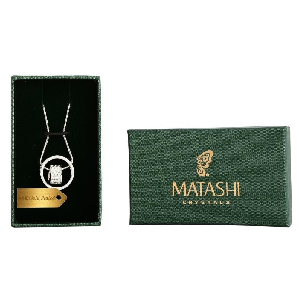 Rhodium Plated Necklace with Suspended 3D Heart Design with a 16" Extendable Chain and fine Crystals by Matashi Image 1