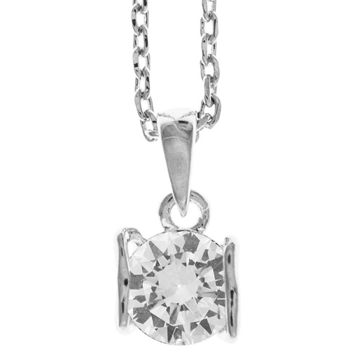 18K White Gold Plated Necklace with a Heart of Crystal Design with a 16" Extendable Chain and fine Crystals by Matashi Image 1