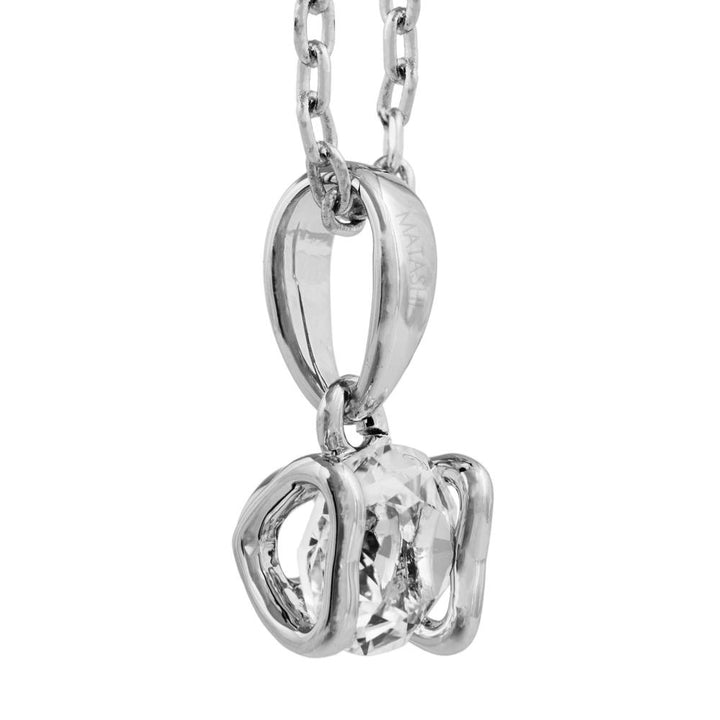 18K White Gold Plated Necklace with a Heart of Crystal Design with a 16" Extendable Chain and fine Crystals by Matashi Image 4