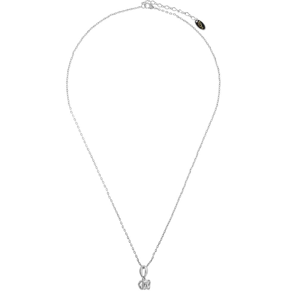 18K White Gold Plated Necklace with a Heart of Crystal Design with a 16" Extendable Chain and fine Crystals by Matashi Image 2